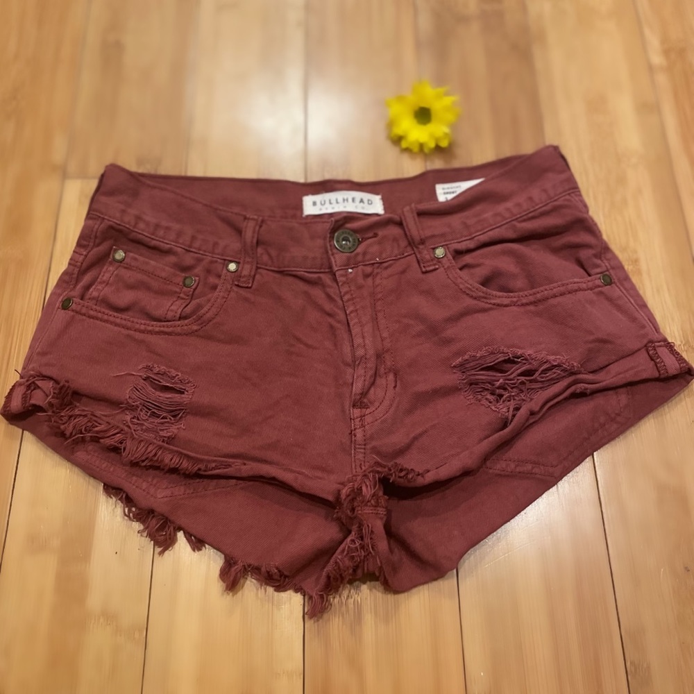 Bullhead burgundy denim shorts